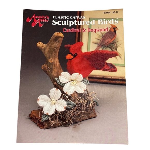 Annies Attic Plastic Canvas Sculptured Birds Cardinal & Dogwood 1991 Crafting Pa - Picture 1 of 3